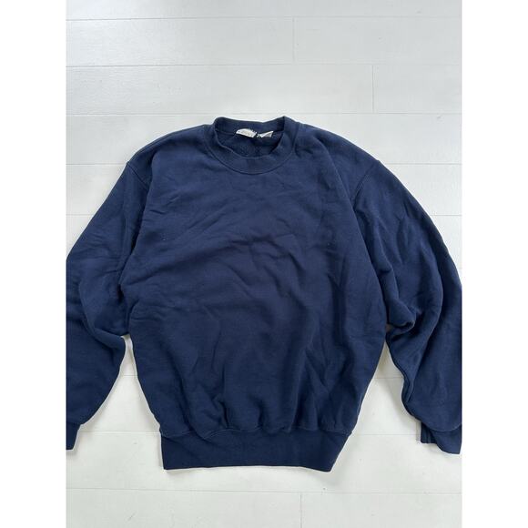 Vintage 90s MJ Soffee Navy Crewneck Blank Sweatshirt Medium - Picture 1 of 4